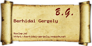 Berhidai Gergely névjegykártya